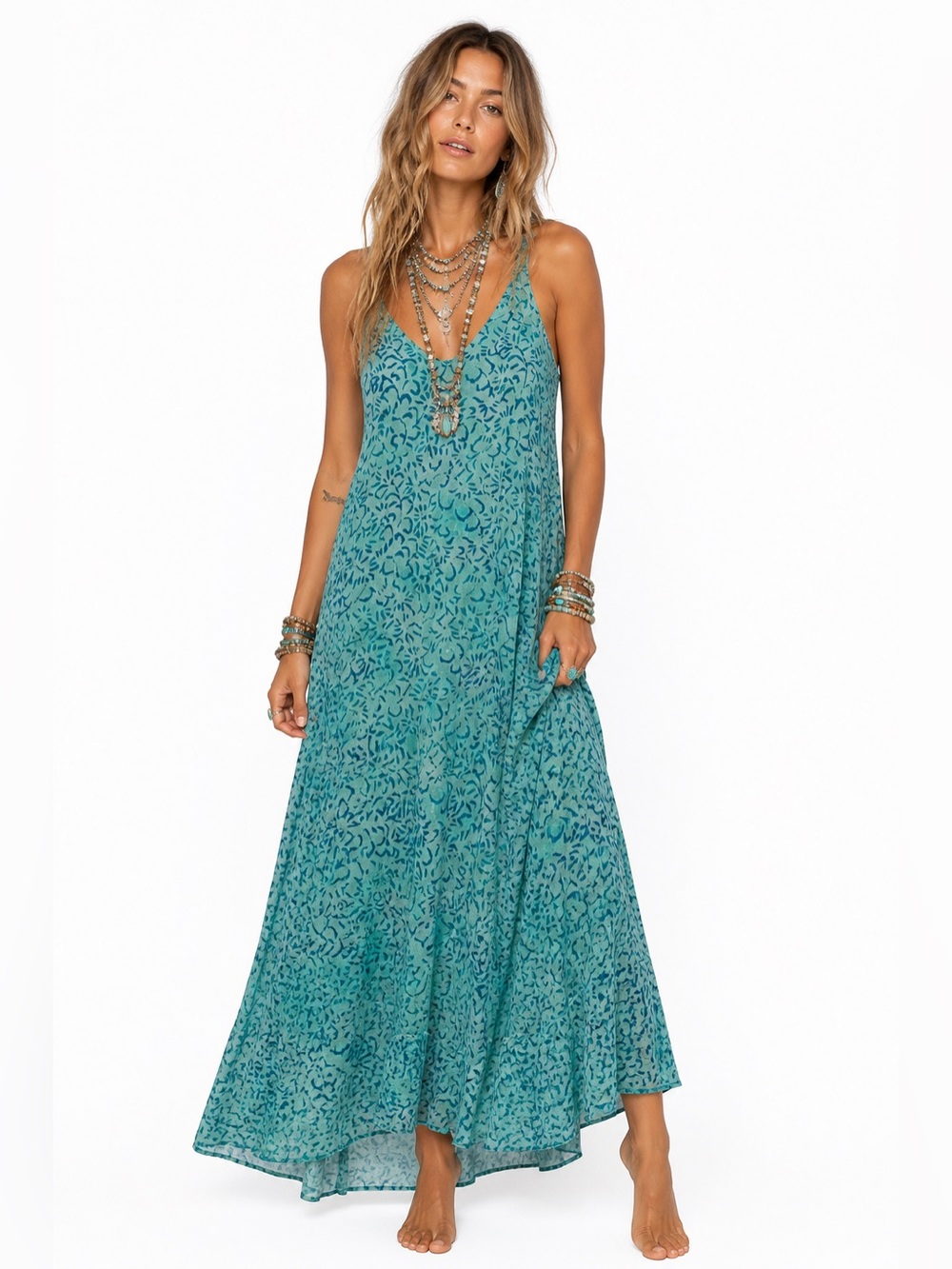 Nomadic Traders Turquoise Floral Maxi Dress